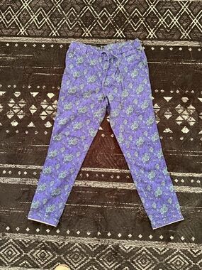 Purple Floral Drawstring Pants
